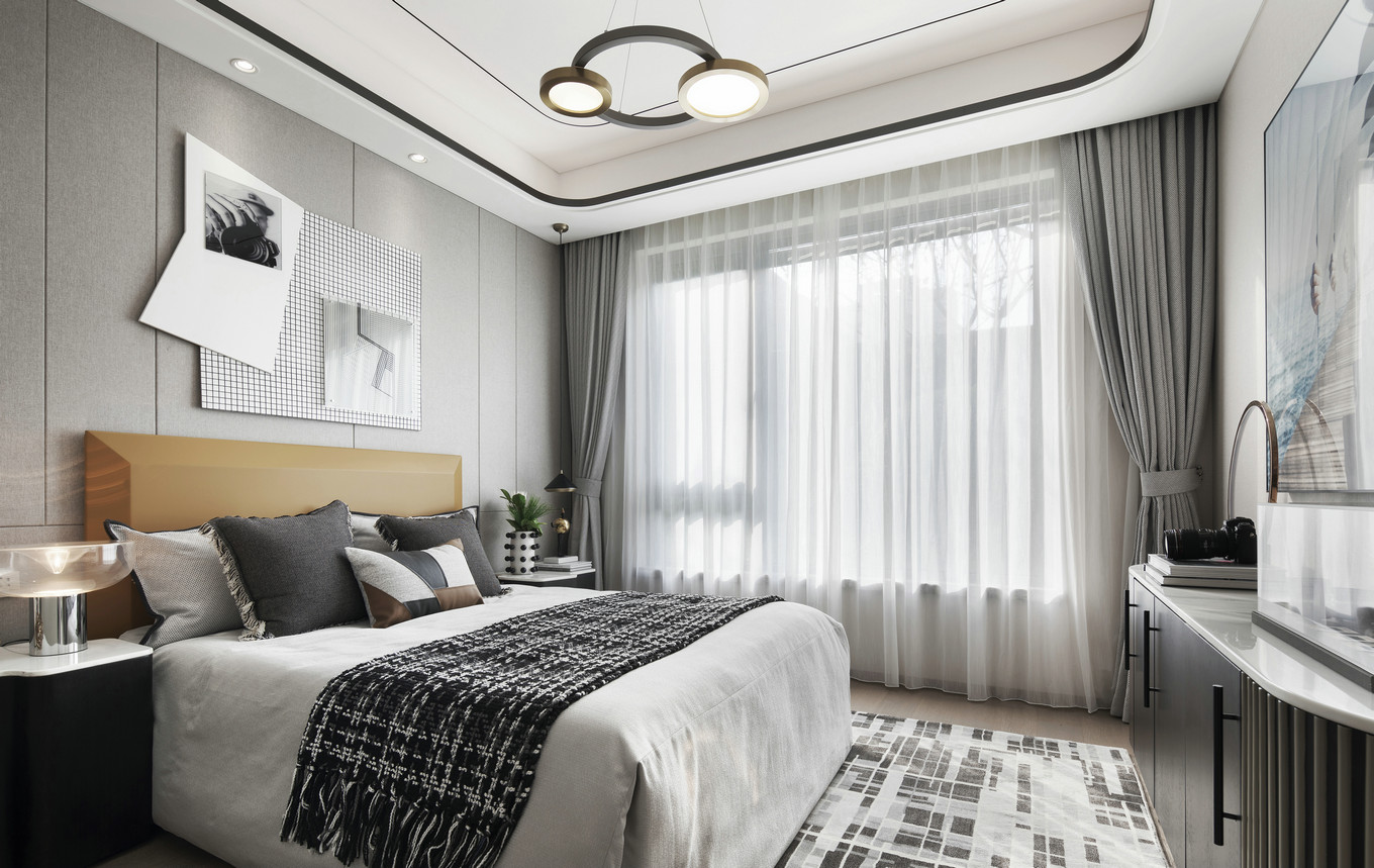 裝修案例現代輕奢風格室內裝修效果圖-臥室 裝修案例現代輕奢風格室內裝修效果圖-臥室
