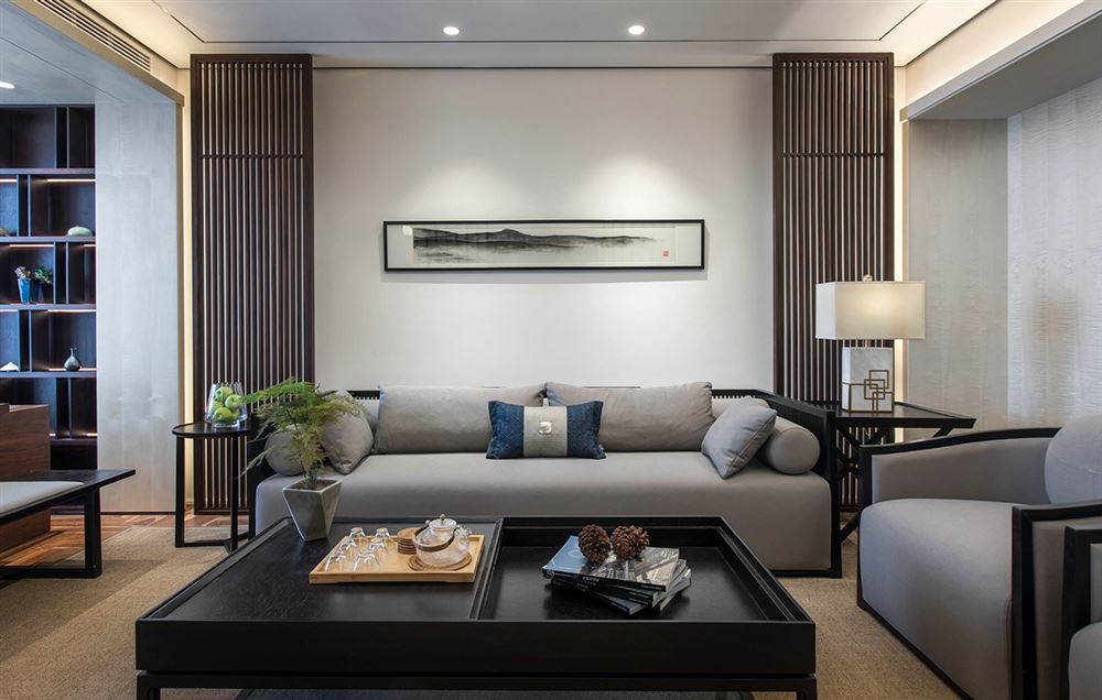 佛山市鵬瑞皓玥灣新中式風(fēng)格四居室裝修案例