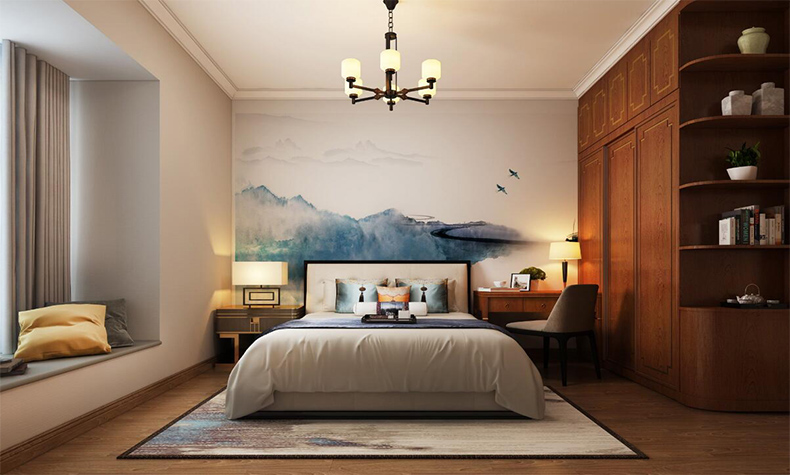韶關(guān)市韶關(guān)寶能丹霞山莊新中式風(fēng)格三居室裝修案例
