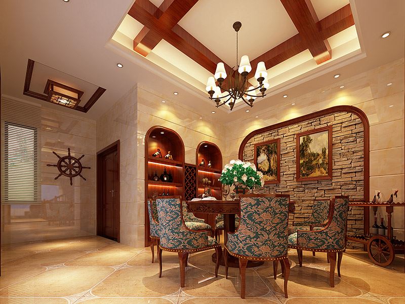 河源市霸王花&middot;麗江花園美式風(fēng)格四居室裝修案例