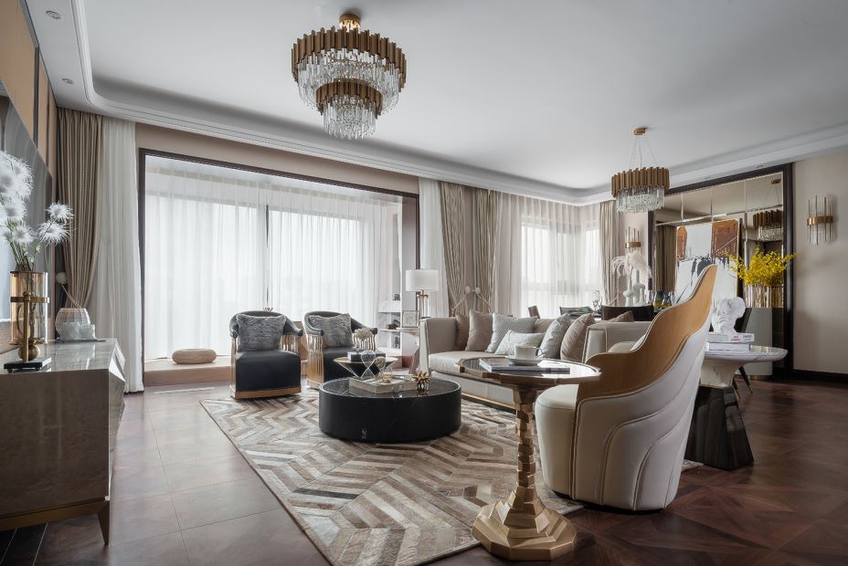 江門(mén)市東慶北路小區(qū)輕奢風(fēng)格三居室裝修案例