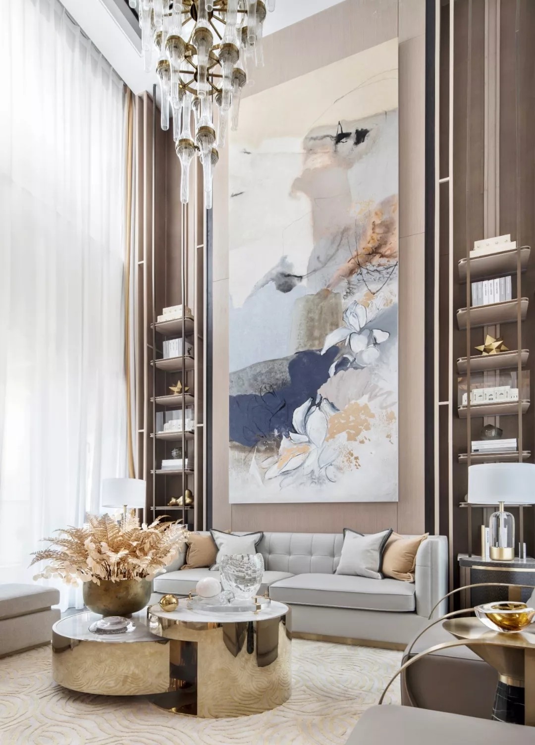 佛山裝修公司現(xiàn)代簡奢風格別墅裝修效果圖-客廳 佛山裝修公司現(xiàn)代簡奢風格別墅裝修效果圖-客廳