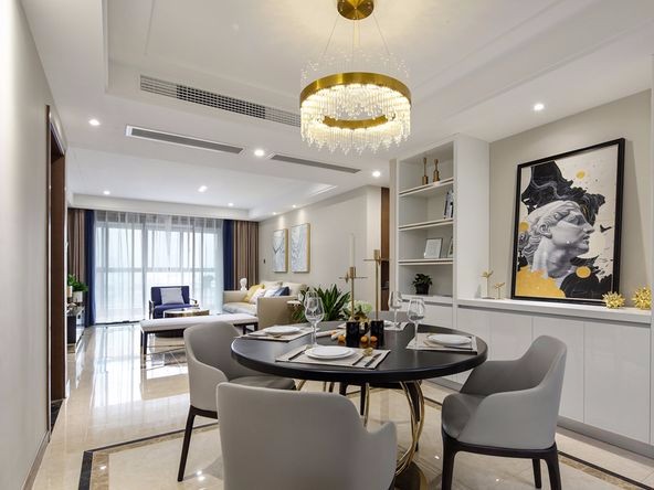 現代輕奢風格室內裝修效果圖-萬科金域藍灣四居143平米-室內餐廳裝修設計 現代輕奢風格室內裝修效果圖-萬科金域藍灣四居143平米-室內餐廳裝修設計
