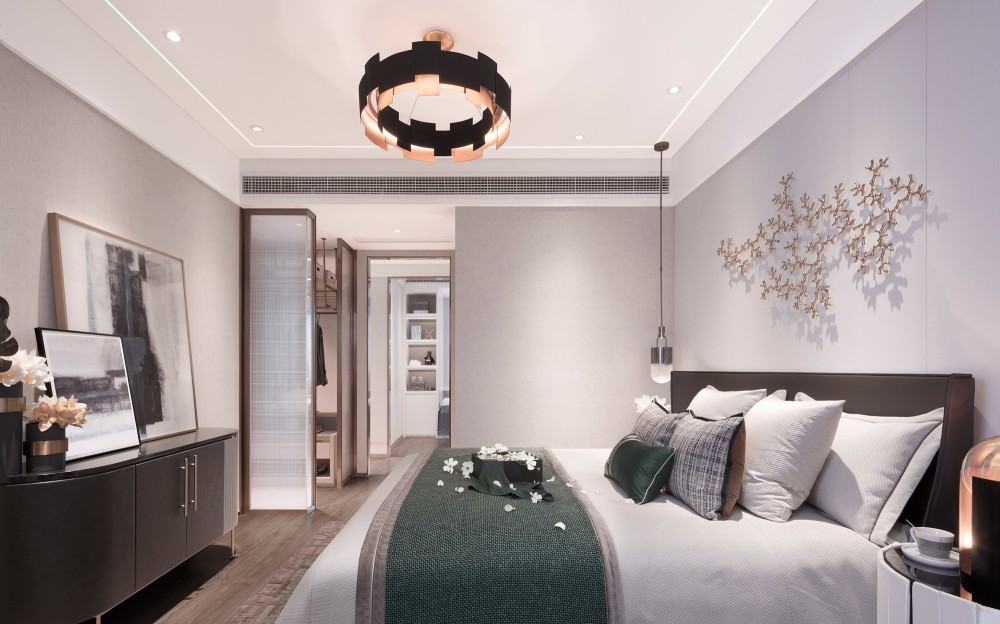 輕奢風格室內家裝案例效果圖-臥室 輕奢風格室內家裝案例效果圖-臥室