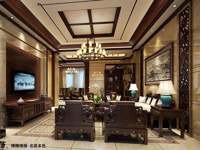 茂名市成就雅居新中式風格別墅裝修案例
