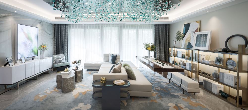 佛山市方直&middot;瓏湖灣輕奢風格四居室裝修案例