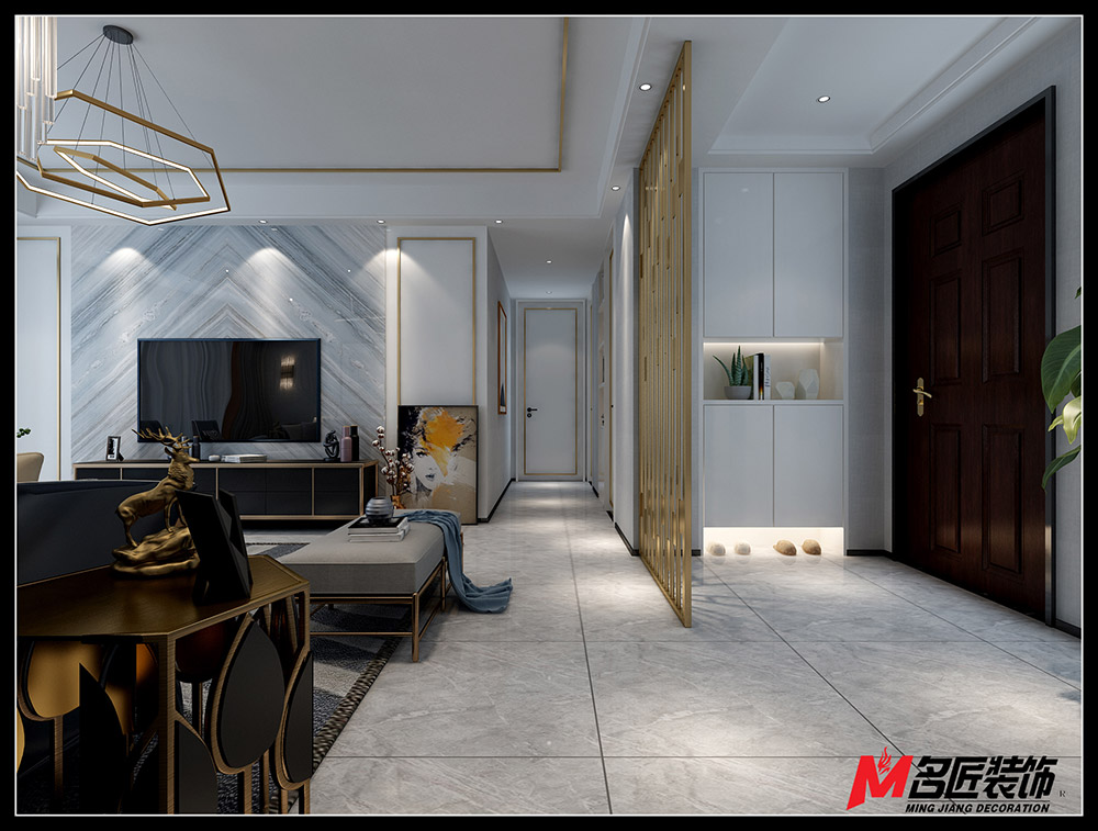 輕奢風格室內裝修效果圖-城市港灣三居180平米-玄關 輕奢風格室內裝修效果圖-城市港灣三居180平米-玄關