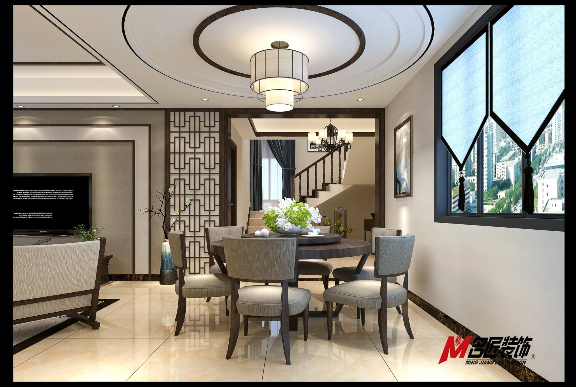 無錫市藍(lán)光雍錦園新中式風(fēng)格復(fù)式裝修案例