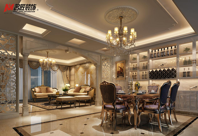 淮安市天下景城歐式風格四居室裝修案例