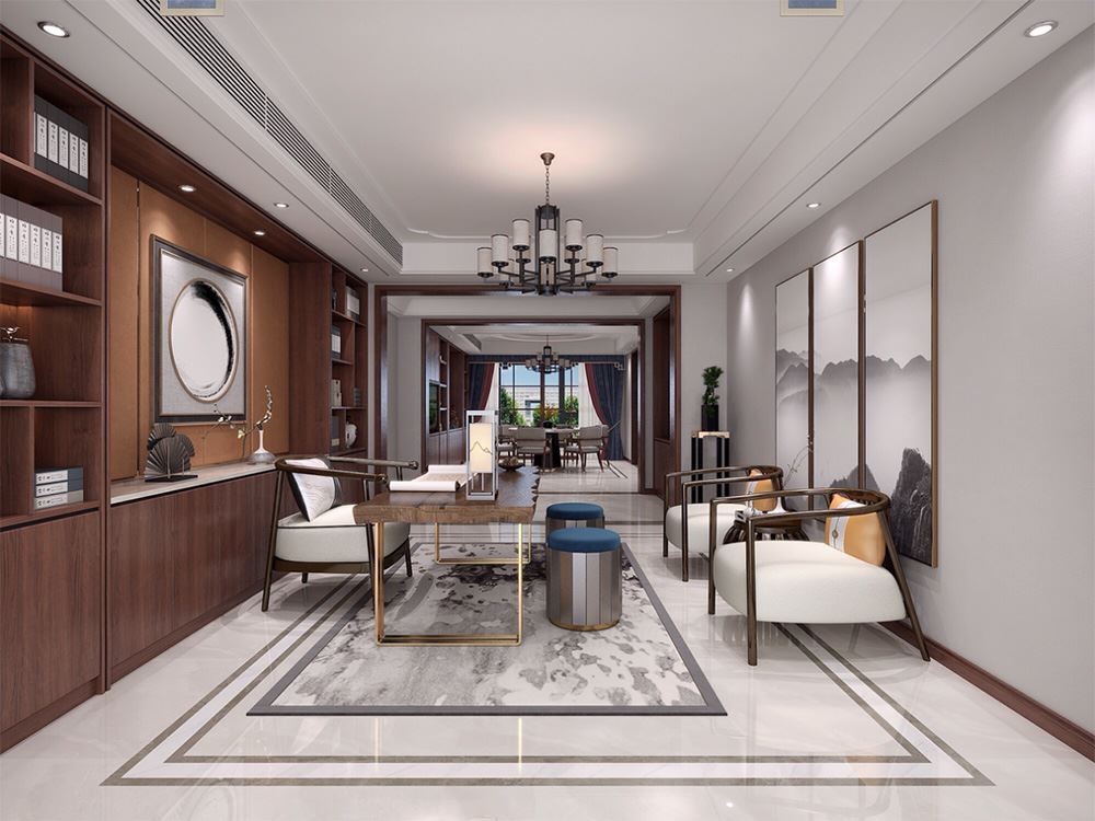 連云港市保利海上羅蘭新中式風格別墅裝修案例
