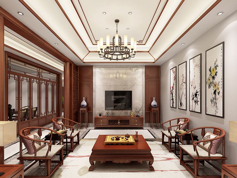 常州市星河國際新中式風格別墅裝修案例