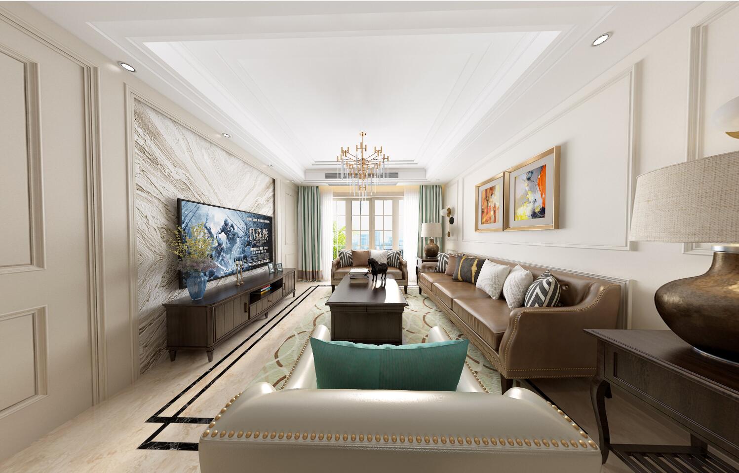 廣州市珠江金茂府歐式風(fēng)格三居室裝修案例