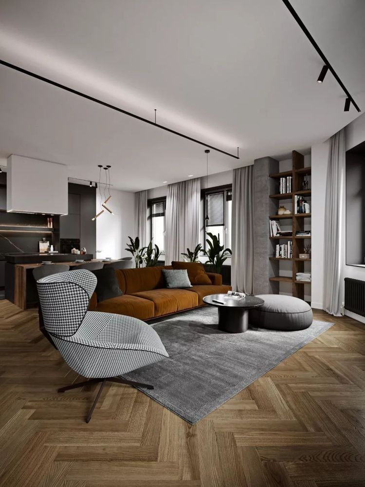 北歐工業風格家裝設計室內裝修效果圖-客廳