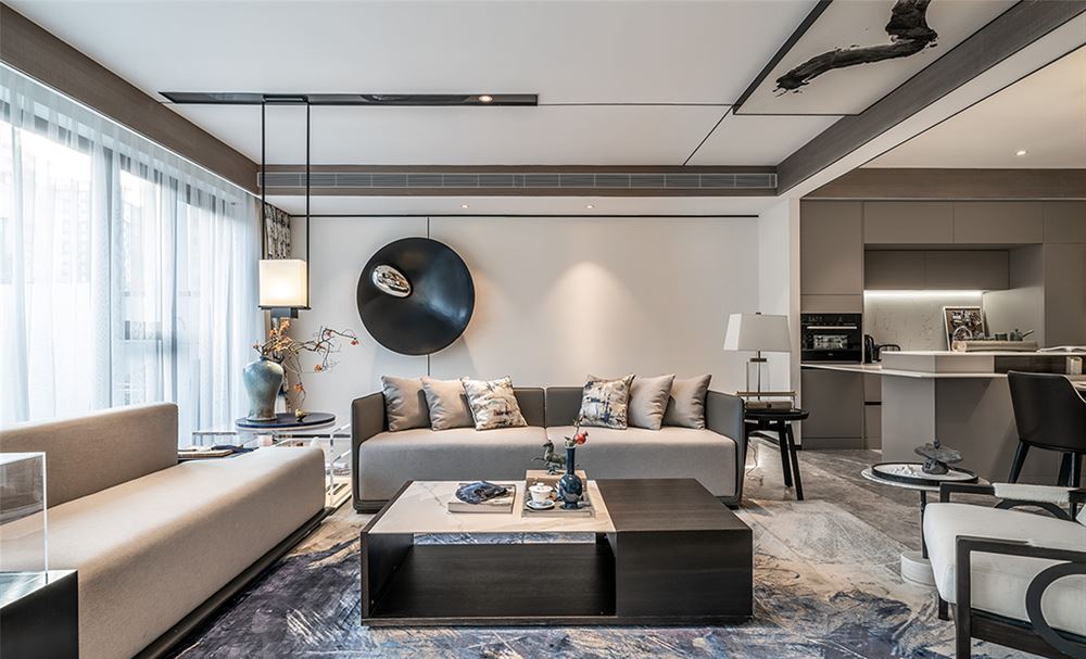 曲靖市方正圓小區新中式風格別墅裝修案例