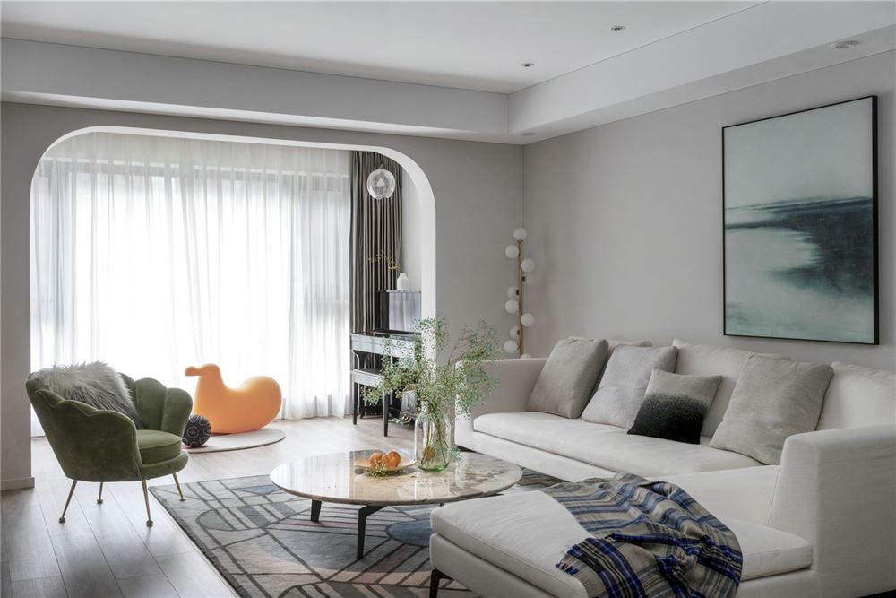 廣州市龍光峰景華庭新中式風格三居室裝修案例