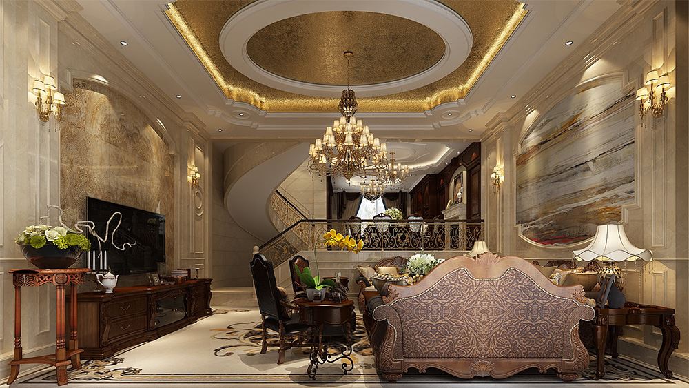 連云港市東成山莊美式風(fēng)格別墅裝修案例