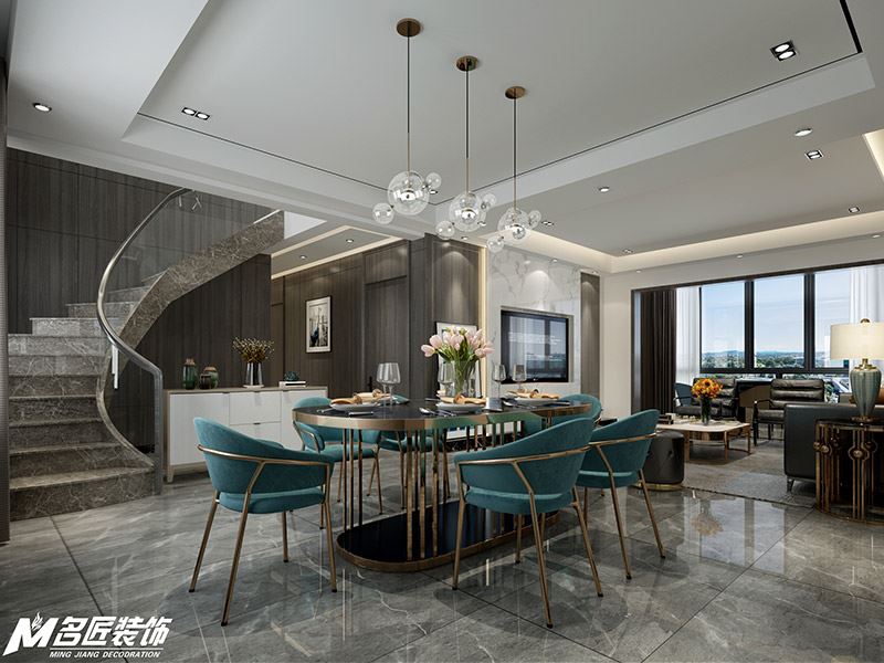 佛山市金茂綠島湖北歐風格復(fù)式裝修案例