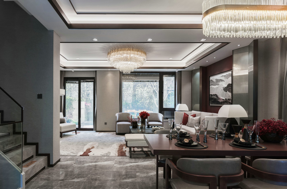 新中式風格別墅室內設計家裝案例-樓梯間