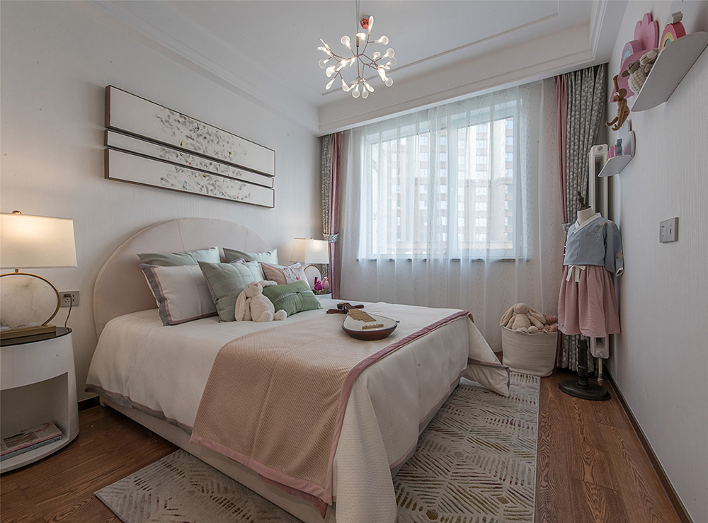南寧華發國賓壹號三居144平米新中式風格室內裝修案例-公主房 南寧華發國賓壹號三居144平米新中式風格室內裝修案例-公主房