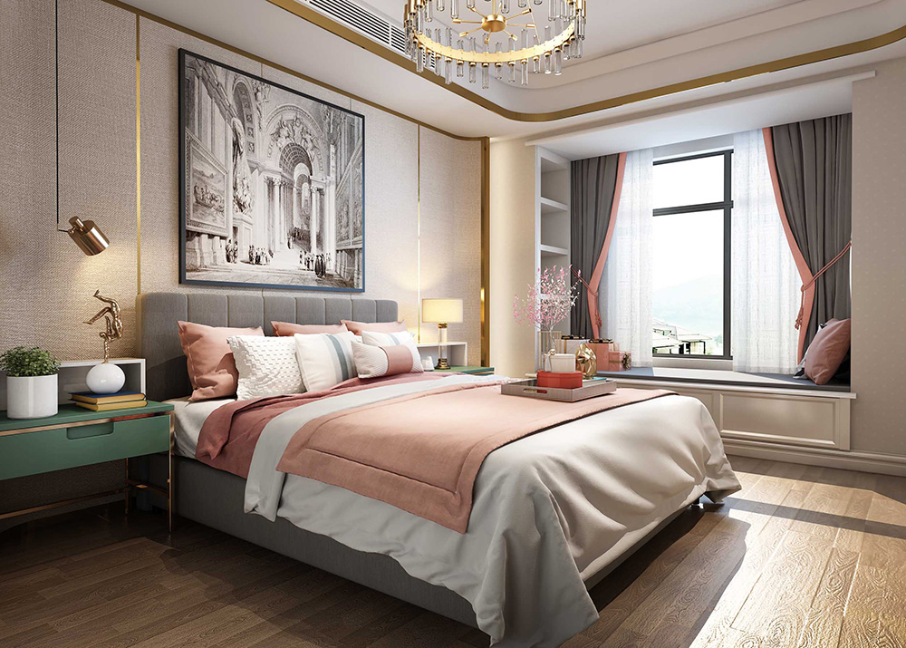 簡歐風(fēng)格別墅裝修設(shè)計效果圖-客臥