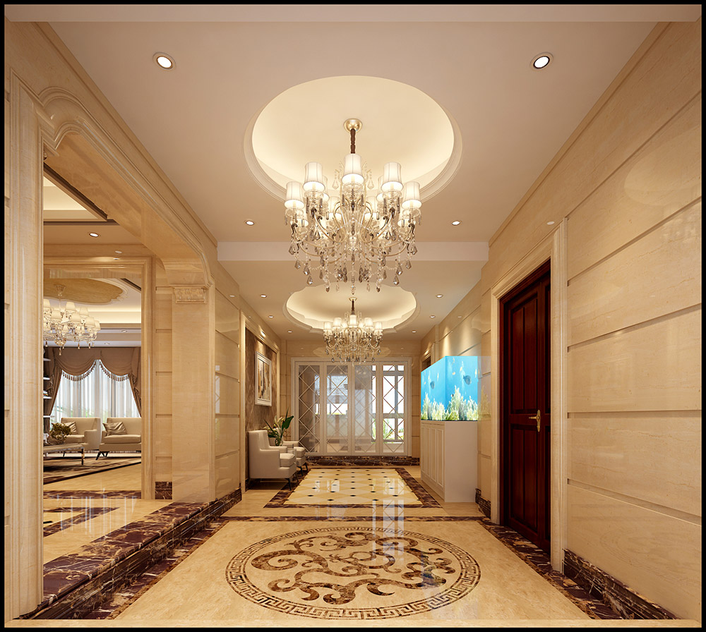 輕奢風格室內裝修效果圖-海畔花園四居210平米-走廊 輕奢風格室內裝修效果圖-海畔花園四居210平米-走廊