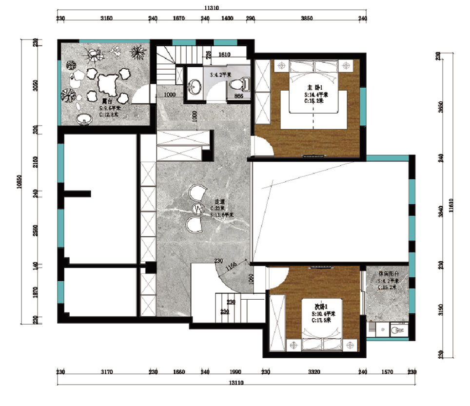 復(fù)式大宅室內(nèi)裝修設(shè)計(jì)-二層布局圖 復(fù)式大宅室內(nèi)裝修設(shè)計(jì)-二層布局圖