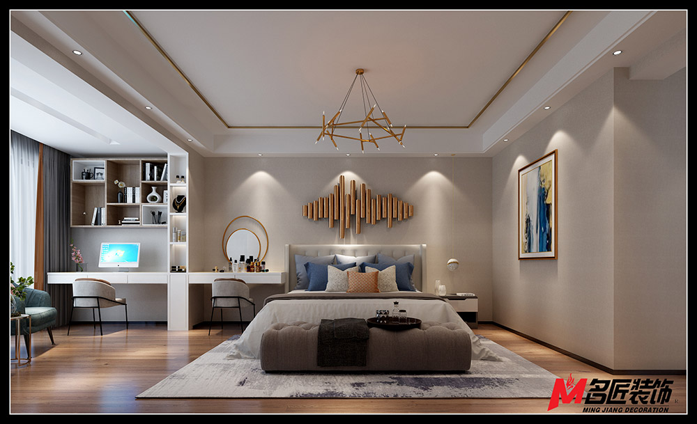 輕奢風格室內裝修效果圖-城市港灣三居180平米-臥室 輕奢風格室內裝修效果圖-城市港灣三居180平米-臥室