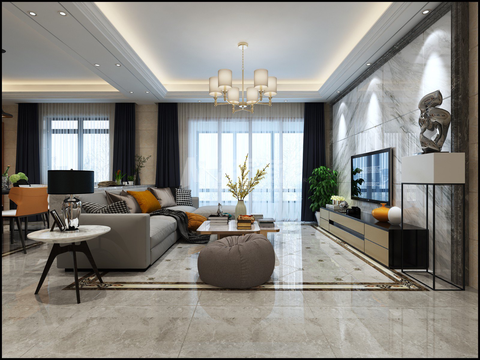 淮安市炎黃嘉園現代簡約風格三居室裝修案例