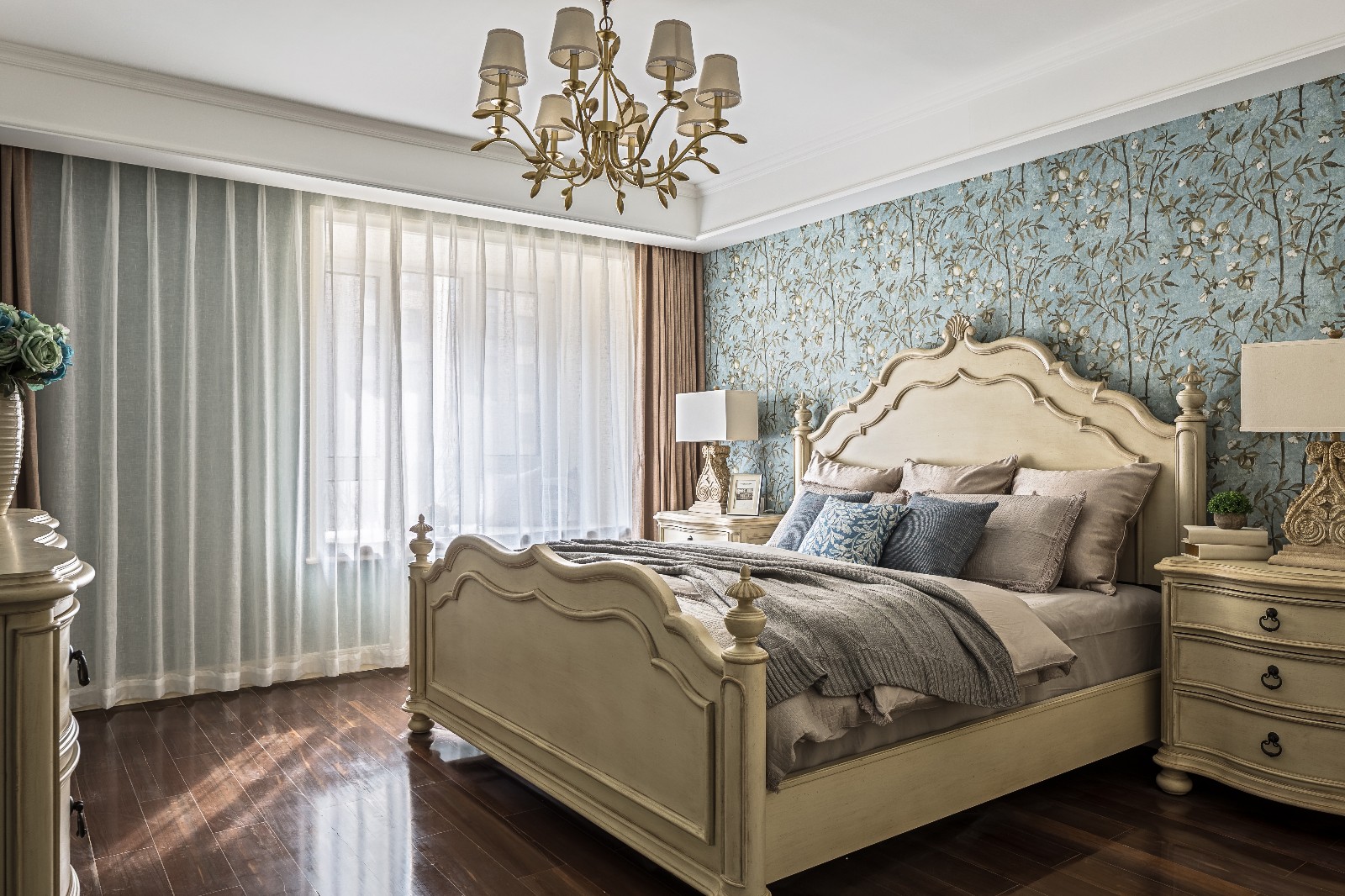 裝修案例美式輕奢風格室內裝修效果圖-主臥 裝修案例美式輕奢風格室內裝修效果圖-主臥