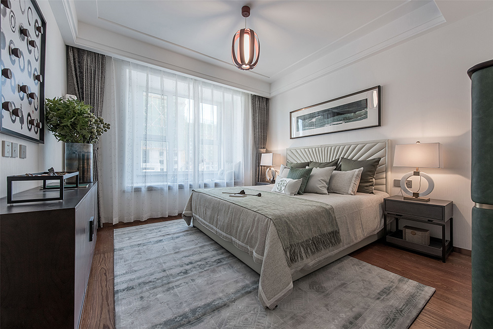 南寧華發國賓壹號三居144平米新中式風格室內裝修案例-臥室 南寧華發國賓壹號三居144平米新中式風格室內裝修案例-臥室