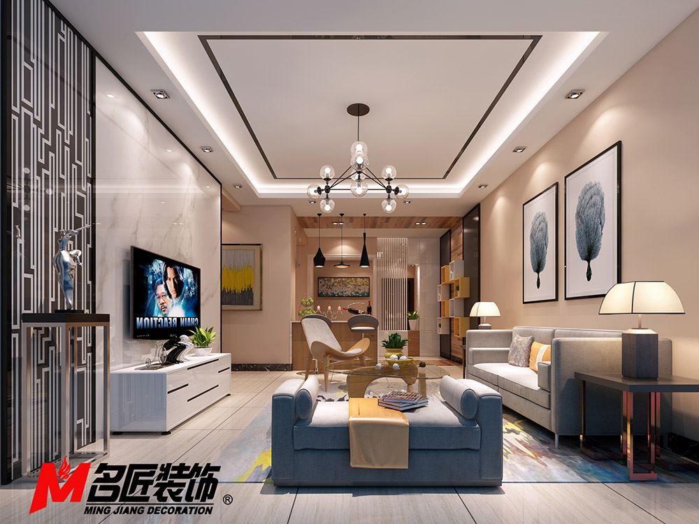 河源市恒大名都現代簡約風格三居室裝修案例