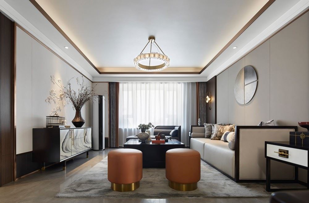 佛山市美的鷺湖森林度假區(qū)新中式風(fēng)格三居室裝修案例