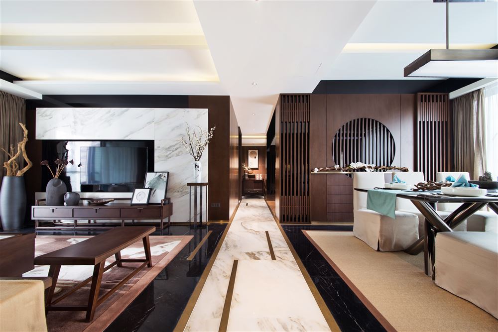 佛山市保利御江南新中式風(fēng)格四居室裝修案例