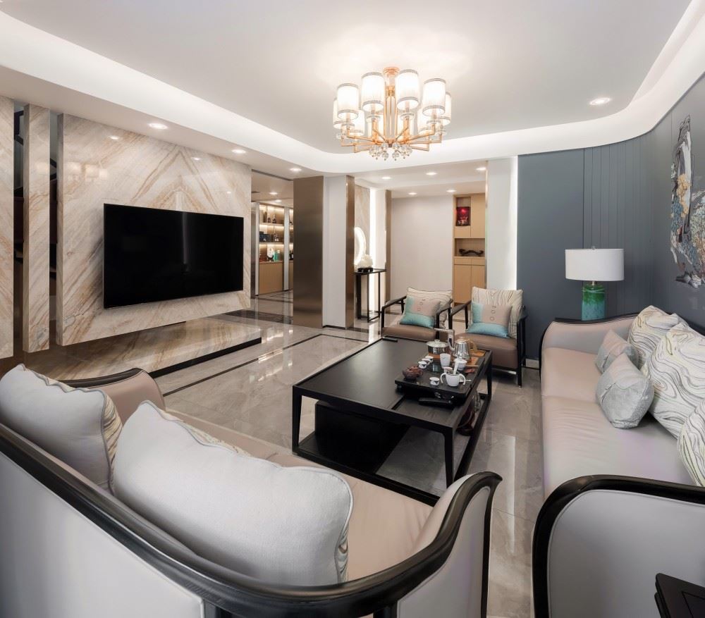 楚雄彝族自治州壩塘邊小區新中式風格別墅裝修案例