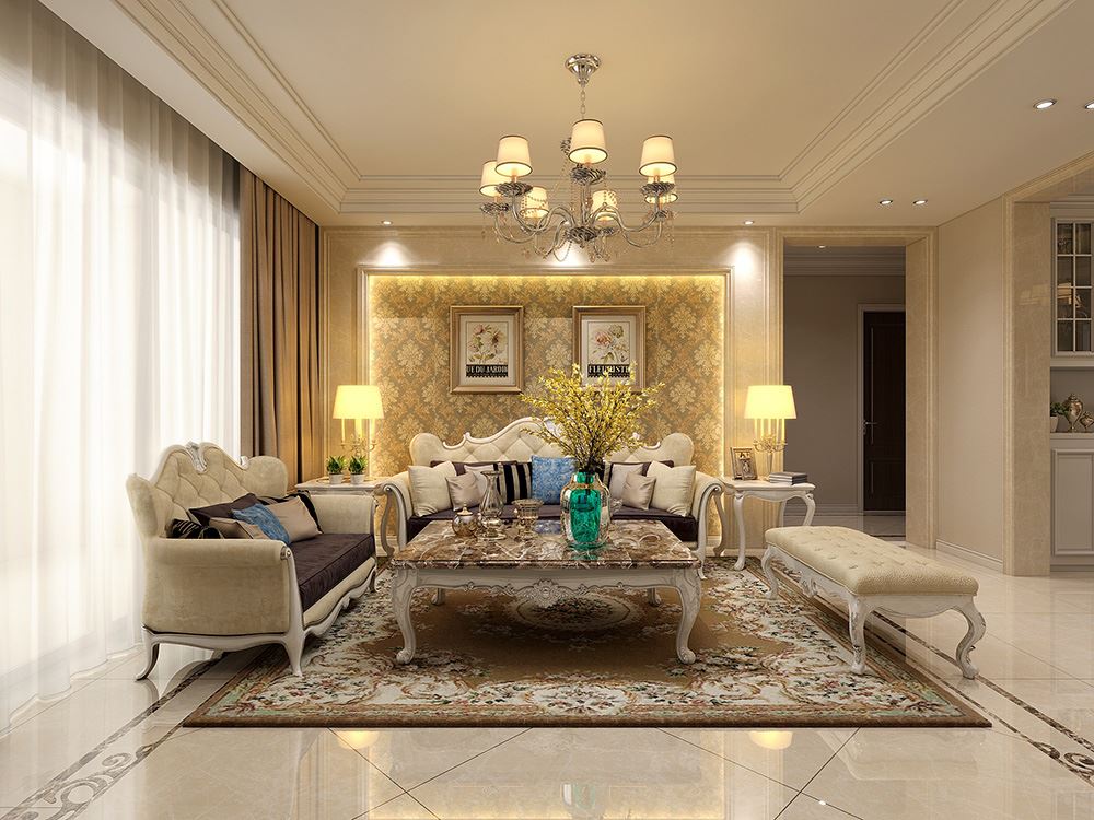 連云港市東成山莊歐式風(fēng)格三居室裝修案例