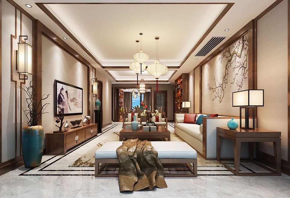 衢州市濱江&middot;春江月新中式風格三居室裝修案例