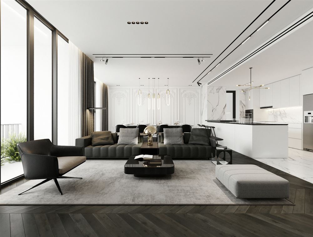 佛山市越秀御湖臺輕奢風格三居室裝修案例