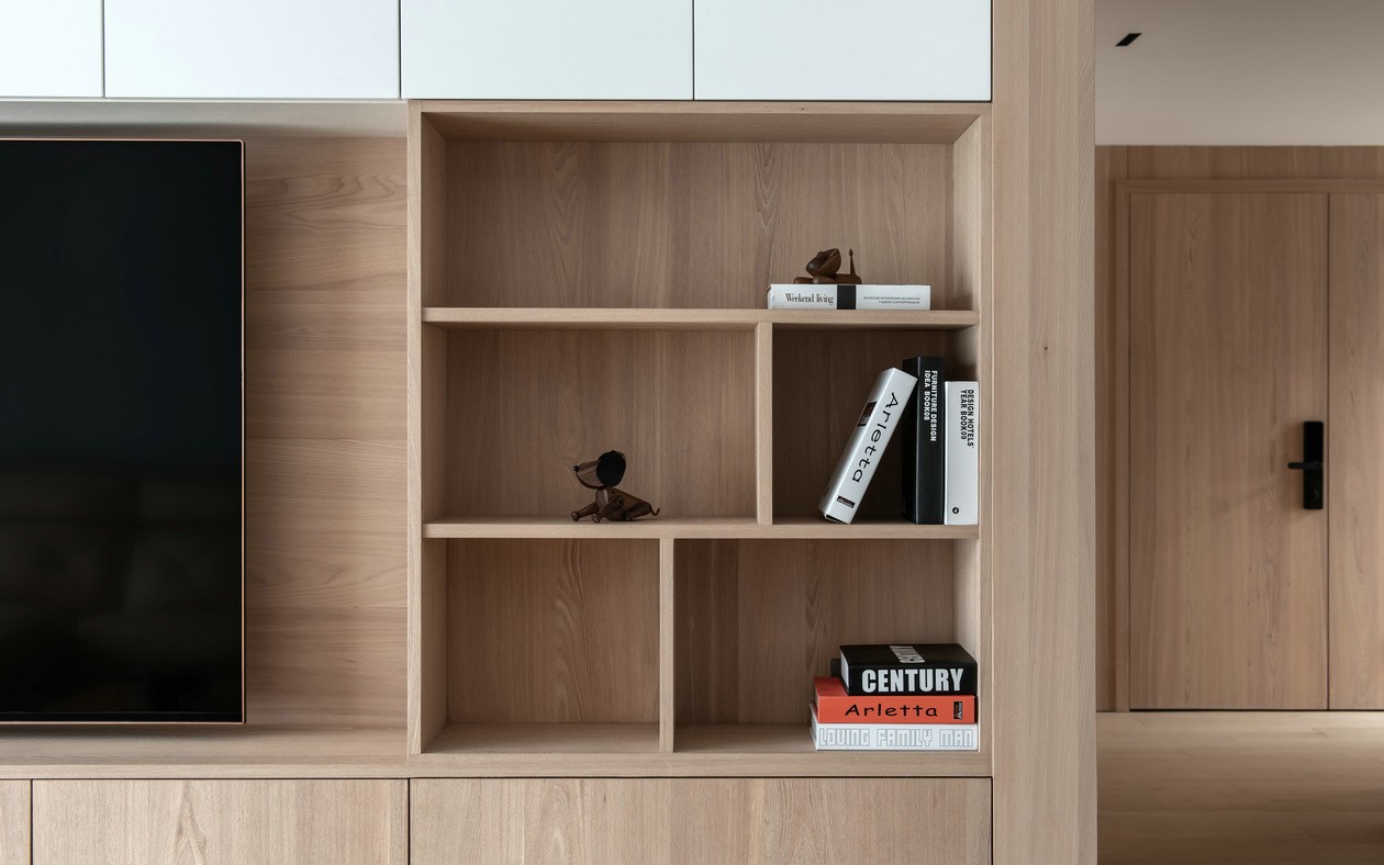 現代極簡原木風格室內設計家裝案例-電視背景墻 現代極簡原木風格室內設計家裝案例-電視背景墻