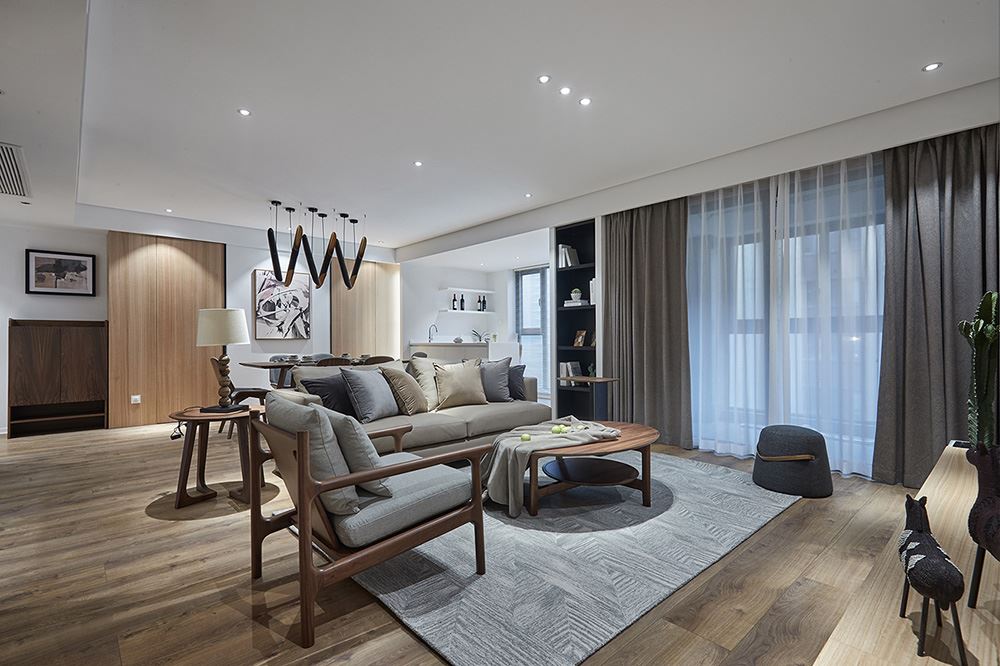 南寧市紅日江景輕奢風(fēng)格三居室裝修案例