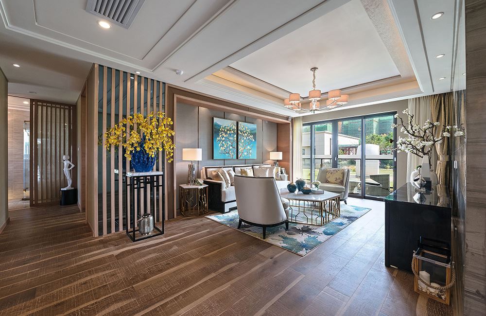 佛山市弘陽德商昕悅府新中式風格平層裝修案例