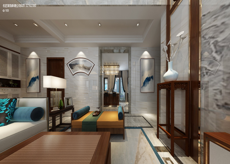 淮安市天下景城新中式風格復式裝修案例