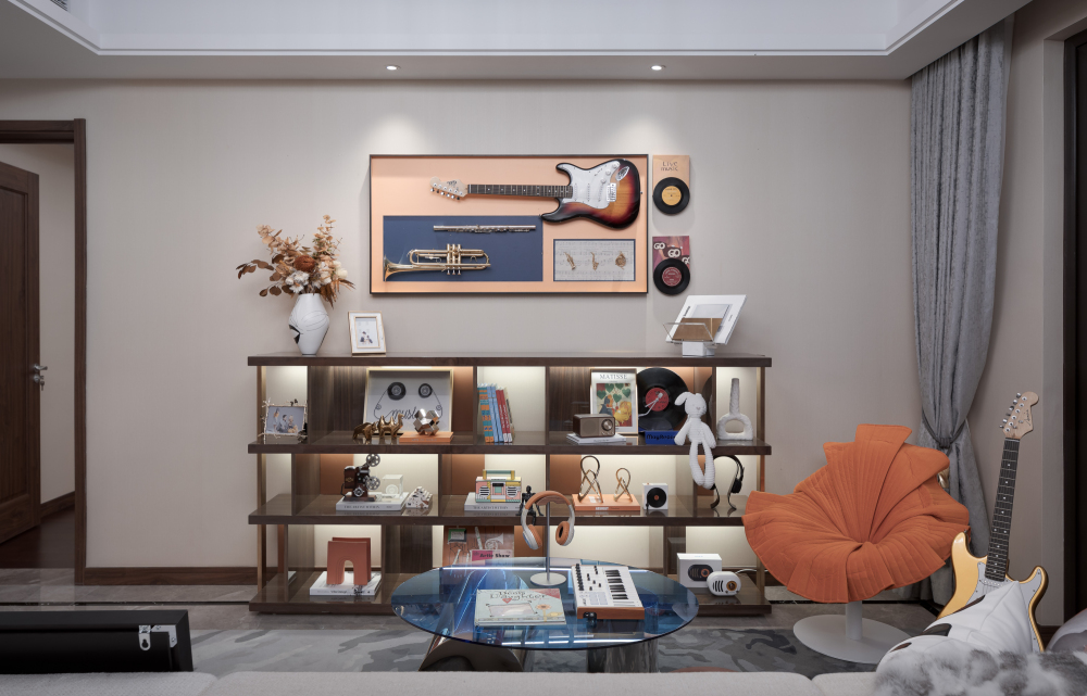 北歐輕奢風格室內設計家裝案例-客廳背景墻 北歐輕奢風格室內設計家裝案例-客廳背景墻