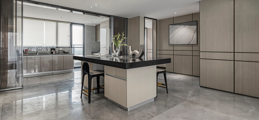 現代輕奢風格室內家裝案例效果圖-廚房島臺 現代輕奢風格室內家裝案例效果圖-廚房島臺