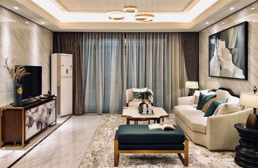 江門(mén)市恒大御景半島新中式風(fēng)格三居室裝修案例