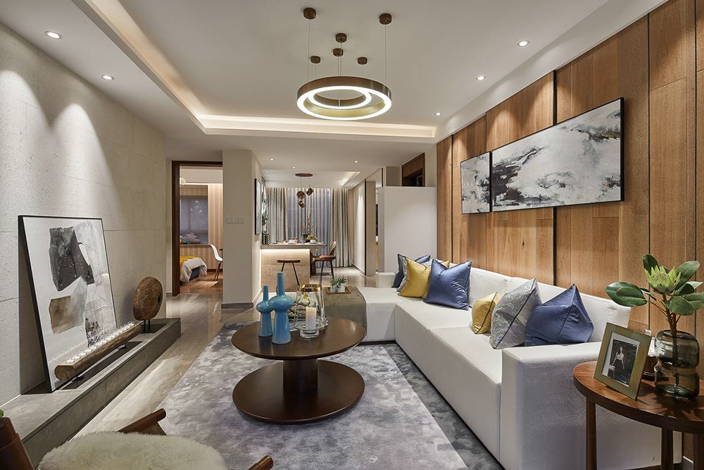 南寧市金灣花城輕奢風格三居室裝修案例