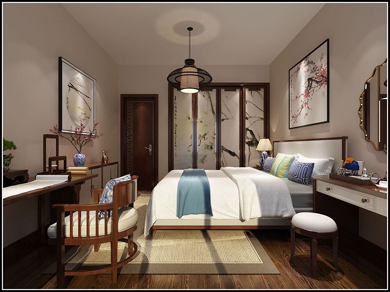 佛山市招商依云國際新中式風格二居室裝修案例