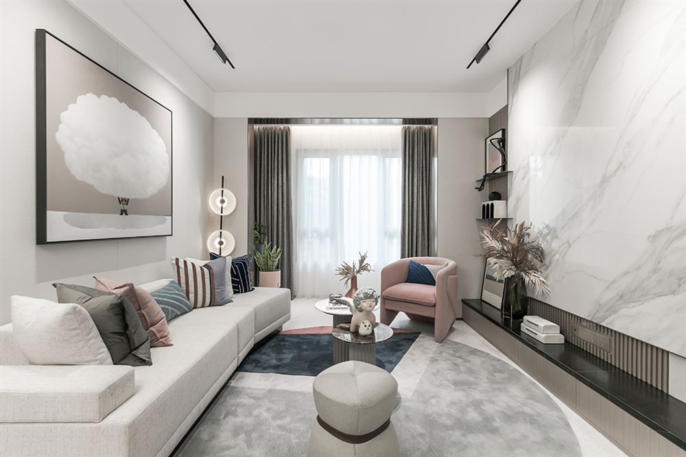 佛山市綠城桂語映月現代簡約風格三居室裝修案例