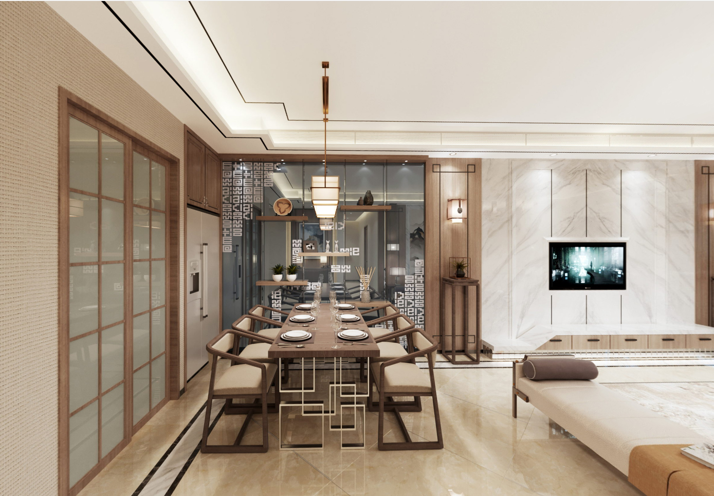 嘉興市合景尚峰新中式風格別墅裝修案例