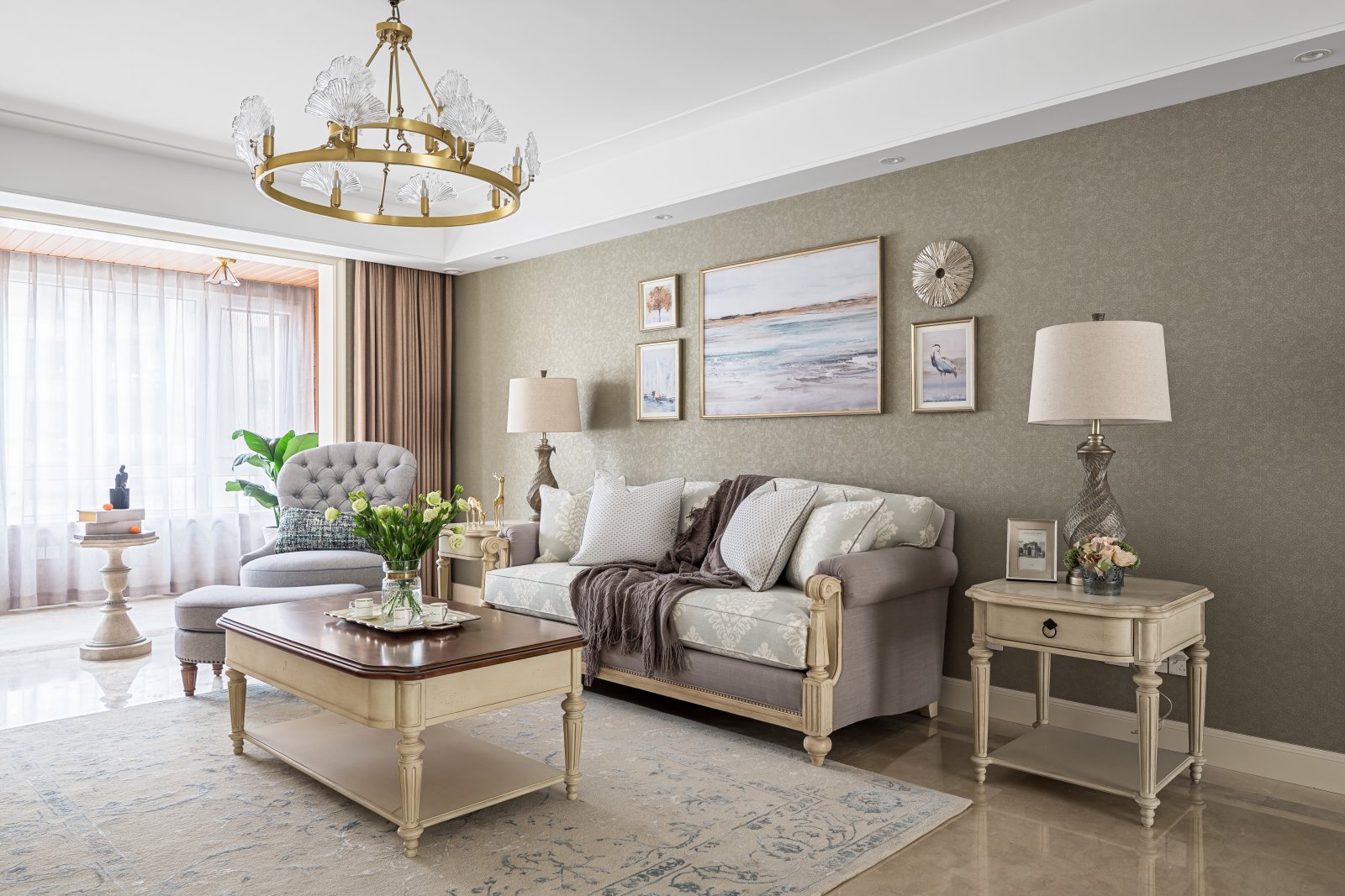 裝修案例美式輕奢風格室內裝修效果圖-客廳 裝修案例美式輕奢風格室內裝修效果圖-客廳