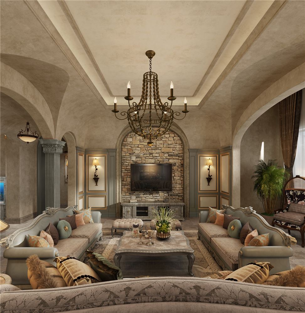 廣州市珠江帝景苑歐式風格平層裝修案例